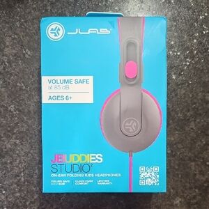 JLab JBuddies Studio Over-Ear Headphones - Gray and Pink